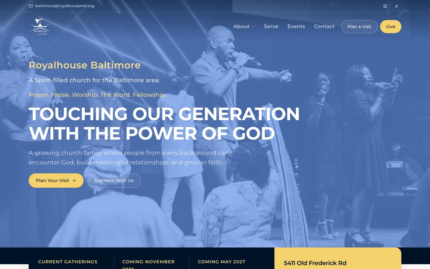 Royalhouse Baltimore church website homepage